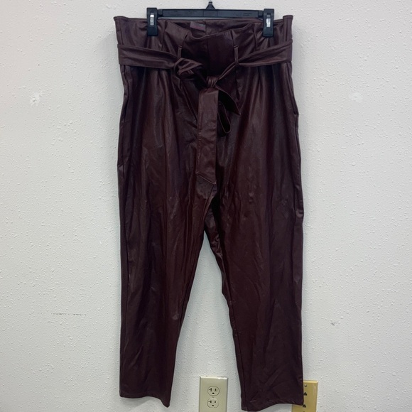 Commando Woman’s pleather  brownish red paper bag Pants size 32 #716 - Picture 1 of 9